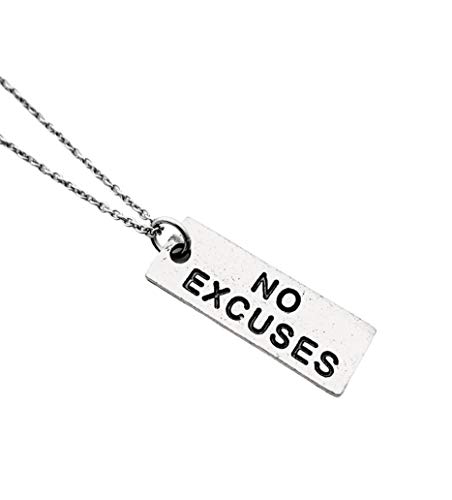 Pewter NO EXCUSES Necklace - Pewter Pendant on 18 inch Stainless Steel Cable Chain - All Pewter