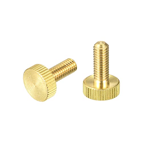 sourcing map Knurled Thumb Screws, M6x16mm Flat Brass Bolts Grip Knobs 18mm Dia. Fasteners for PC, Electronic, Mechanical 2Pcs
