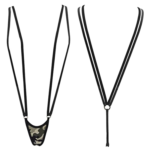 SHERRYLO Slingshot-Bikini für Damen, oben ohne G-String, extremes Strapsband, Mikro-Bikinis, Camouflage, Einheitsgröße