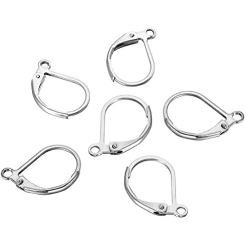 50pcs Adabele 304 Grade Surgical Stainless Steel Hypoallergenic Earring Hooks Leverback Ear Wire Jewelry Finding Supplies 15mm Long for Earrings Making SJF193 Cover