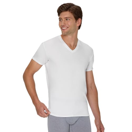 Image of Hanes Men's Undershirt T-Shirts Pack, 5-Pack, Stretch Tee, Crewneck or V-Neck T Shirts for Men, Wicking Cotton