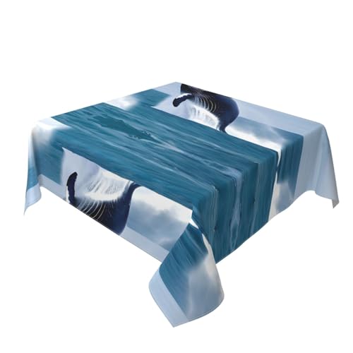 Nappe carrée protège table contre taches rayures DLXW 137 cm polyester