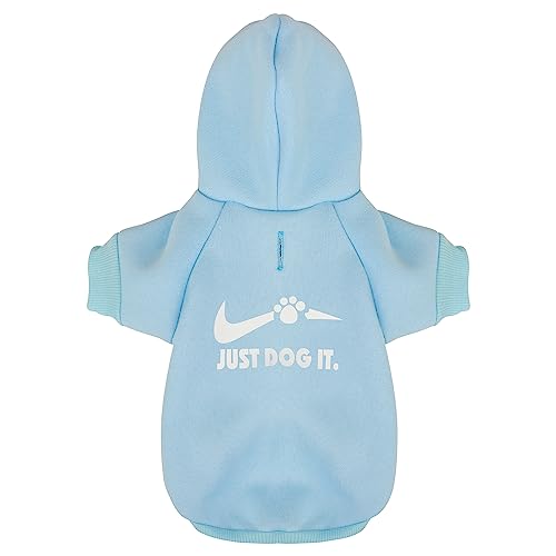 Paiaite Blue Chihuahua Dog Hoodie: Keep Your Pup Warm and Stylish with a 'Just Dog It' Printed Sweatshirt, Pet Clothes, and Sweater Coat All in One - Perfect for Winter and Cool Summer Nights! M