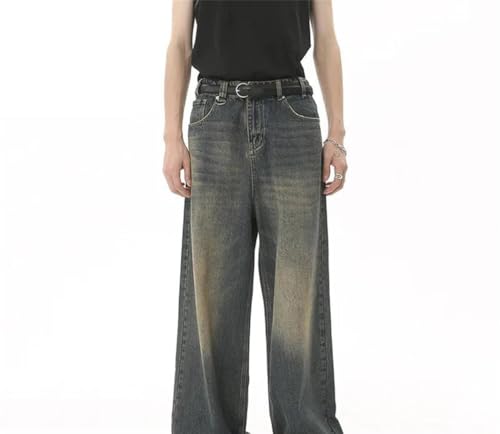 Men Baggy Wide Leg Straight Denim Pants Casual Loose Fit Vintage Washed Streetwear Style Trousers2
