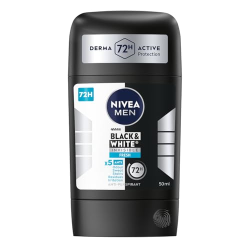 NIVEA MEN Bastoncino antitraspirante, nero e bianco, fresco, 50 ml