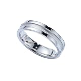 Homxi Anillos Compromiso de Oro Blanco 9K para Hombre, Redondo Simple, Anillo Matrimonio Plata Hombre, Talla 16(56mm)