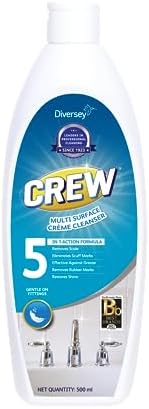 Diversey Crew Multi Surface Crème Cleanser - 500 Ml | 5 in 1 Action Formula| Removes Scale | Eliminates Scuff Marks | Gentle on Fittings | Effective Against Greese | Removes Rubber Marks | Restores Shine