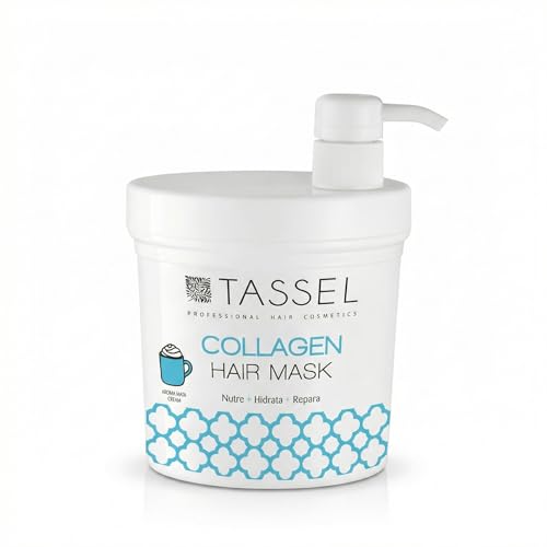 Tassel Mascarilla Capilar de Colágeno 1L, Tratamiento Nutritivo y Reparador, Hidrata y Aporta Brillo, Cabello Suave y Sedoso (Mascarilla de Nata - 1 Litro, Nata)