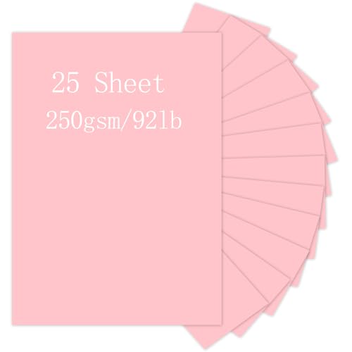 Pink Cardstock Pinovk 25 Sheets 8.5 x 11 Thick Paper 250gsm/92lb Card Stock Printer Paper for Halloween Christmas Invitations Crafts DIY Cards Scrapbooking and Stationery Printing