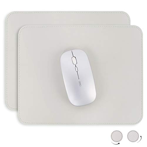 YSAGiマウスパッド、滑り止め／防水PVCレザー、コンピューターマウスパット、極めて薄い（二枚） (四角型, グレー)