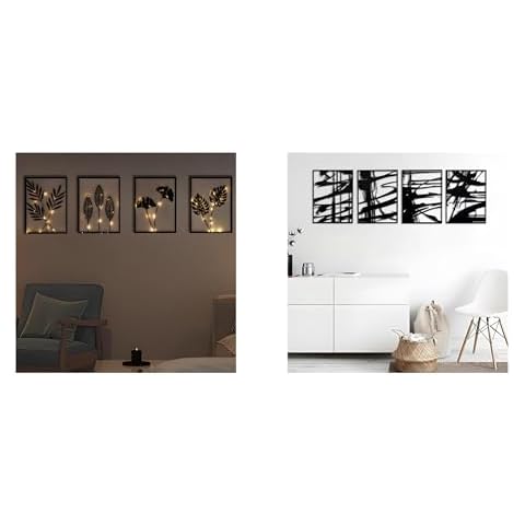 8pcs metal wall framed decoration for livingroom bedroom, abstract metal wall art, large metal wall art with light Cover