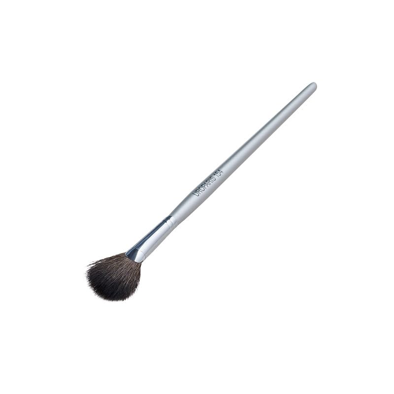 UROPARIS 154 Fan Brush for Makeup | Essential for Highlighting, Soft Definition & Precise Cleanup | Natural Hair, Wooden Handle - Silver (1 Piece) 1