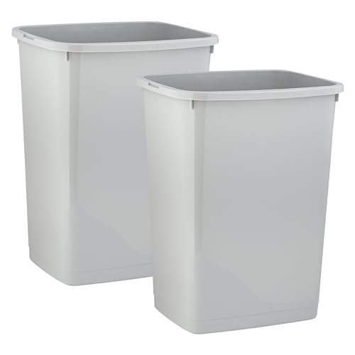 Superio Large Kitchen Trash Can 13 Gallon, 52 Qt Waste Bin for Kitchen, Garage, Indoor and Outdoor Trash Can (2, White Smoke)