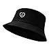 XMMAXFLOW Fashion Bucket Hat Cotton Summer Beach Sun Hat for Women Men Teen, Smile Love-Black