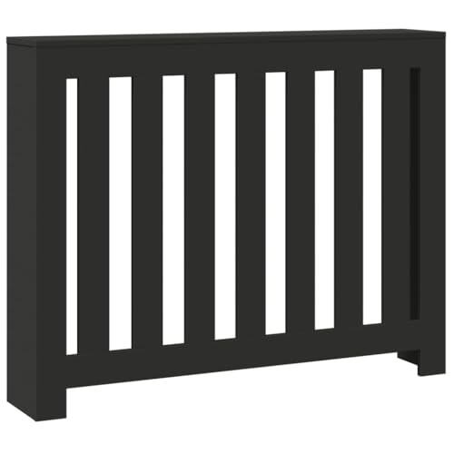vidaXL Cubierta de radiador Madera de ingeniería Negro 104x20x82 cm, Tapa de radiador, Cubierta Alta del radiador, Tapa de la válvula del radiador