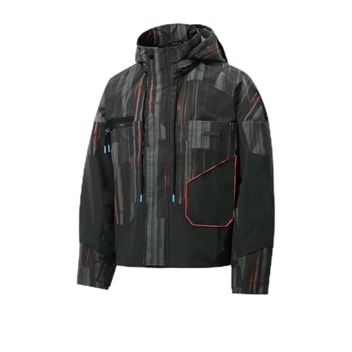 GCORES INDUSTRIES Men’s Cyberpunk 2077 Techwear Hoodie Jacket – Military Camo Zip Up Windbreaker...