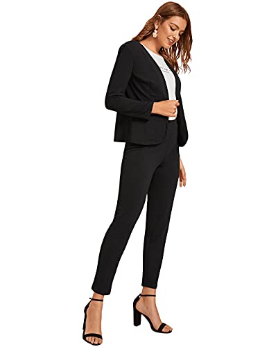 SOLY-HUX-Damen-Blazer-offener-Vorderseite-mit-Anzughosen-Set-Elegant-Zweiteiler-Buero-Blazer-Hose-Anzug-Set