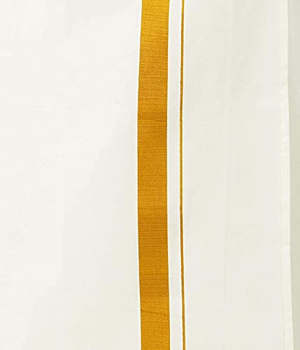 Image of PRAKASAM COTTON Mens White Premium Flexi Size Welcro pocket Dhoti (SS JARI-WHITE)