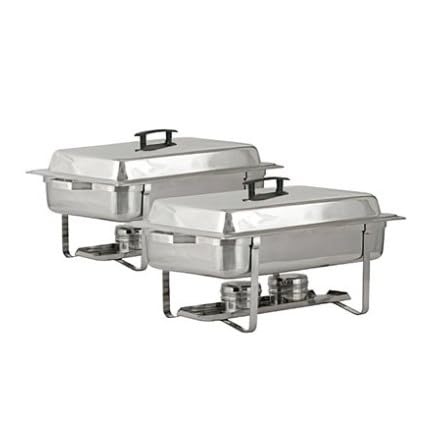 Royal Industries Continental Chafer, (set of 2) Each Set Includes Dome Cover, Dripless Water Pan, Welded Stackable Frame and Removable Frame Holder, Shiny Stainless Steel, 11 ¼” H x 22” L x 14” W, Commercial Grade 8 qt