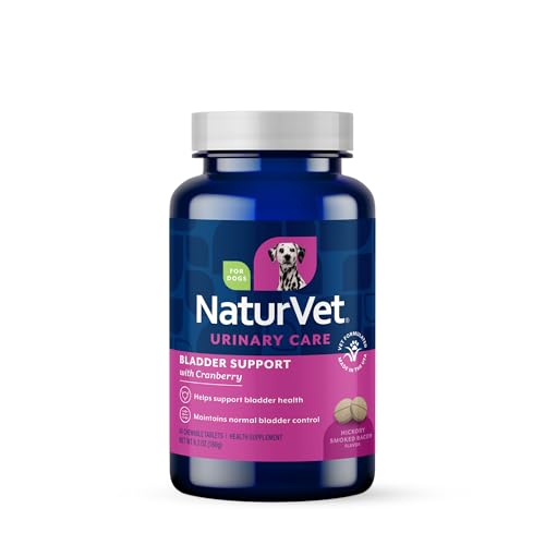 NaturVet Bladder Support for Dogs Plus Cranberry | Supports Healthy Bladder Control & Normal Urination | 60 Time Release Chewable Tablets