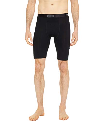 KicKee Men’s Year Round Solid Long Boxer Briefs Underwear with Fly, Silky Soft Boxer Briefs for Men, Lightweight and Breathable Men’s Boxers with Fly (Midnight - L)