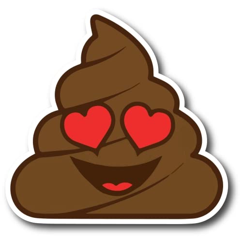 Image of Magnet Me Up Poop Emoticon with Heart Eyes Car Magnet Decal, Cute Self-Expression Decorative Magnet for Car, Truck, SUV, Or Any Other Magnetic Surface, Valentine's Day, Made in USA