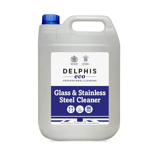 Delphis Eco Glass, Window & Stainless Steel Cleaner 5lt | Eco Friendly Refill | Window Cleaner | Car Glass Cleaner | 5 Litre Heavy Duty Stainless Steel Cleaner