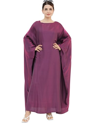 Image of Dubai Bat Sleeve Dress Shiny Robe for Women Muslim 1pc Abaya Eid Prayer Clothes Soft Dubai Travel Party Dress Maxi Abaya
