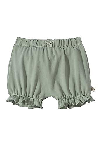 Sterntaler Shorts Sommer Jersey Girl uni Hase Happy für Mädchen - Baby Hose mit Zierschleife am Bund - kurze Hose aus Baumwolljersey mit angenehmem Tragegefühl - steingrün, 62