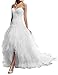 VKStar® Robe Asymétrique Mariée Femme Tulle Dentelle Robe Bustier Mariage Femme Longue Robe de Mariée Décolletée Laçage Blanc 36