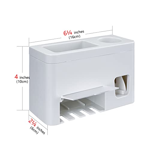 LUEXBOX Self Adhesive Toothbrush Holders Wall Mounted, Multifunction Toothpaste Stand with Covers, Automatic Toothpaste Dispenser for Bathroom, Toothbrush Hanger Rack for Dorm, Cabinet - Thumbnail 2