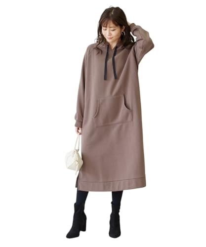 [ニッセン] ワンピース 【産前・産後 授乳服】 裏起毛マタニティパーカーワンピース モカブラウン マタニティL