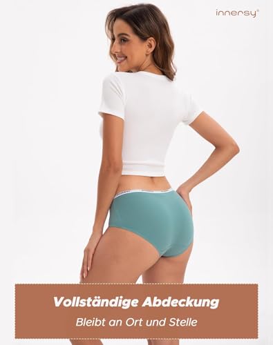 INNERSY Damen Unterhosen Niedriger Taille Damenslips Baumwolle Mehrpack 6er Pack (L, Frühherbst) 3