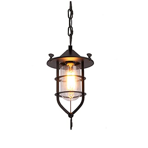 Suspension rétro noire en fer forgé et verre de haute qualité pour intérieur chic