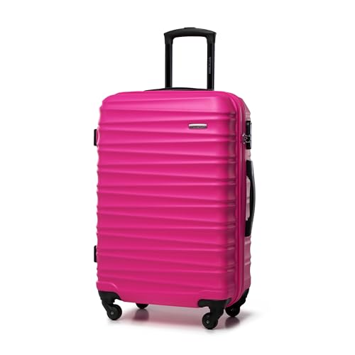 WITTCHEN Maleta Mediana Trolley Mediana Carcasa rígida de ABS 4 Ruedas giratorias Cerradura de combinación asa telescópica Groove Line Rosa Ryanair/Vueling/Iberia/easyJet/Iberia Express WITTCHEN Maleta Mediana Trolley Mediana Carcasa rígida de ABS 4 Ruedas giratorias Cerradura de combinación asa telescópica Groove Line Rosa Ryanair/Vueling/Iberia/easyJet/Iberia Express