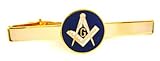 New Brass & Blue Masonic Freemason Mason Tie Bar Clip