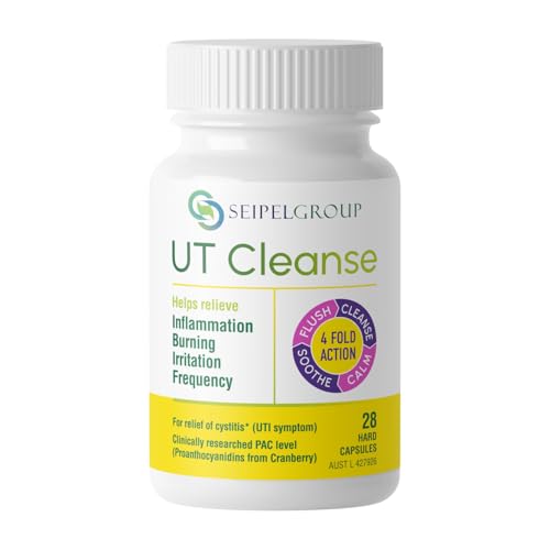 UT Cleanse for relief of Cystitis, helps relieves inflammation, burning, irritation, prevents recurring UTIs. non-antibiotic, herbal formula with clinically researched ingredients - 28 Capsules
