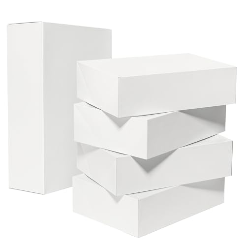 Mefleet 14x10x4 Large Gift Boxes with Lids 10 Pack Extra Deep Clothes Shirt Robe Sweater Box for Christmas Presents Holidays Birthday Gift Wrapping White
