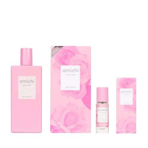 AMICHI - Fruity Rose Promoción 150 ml + 12 ml, Colonia Mujer,...