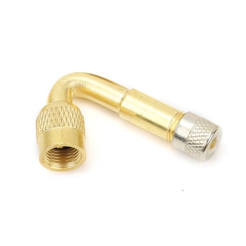 Image of 2 PCS 45 Degree Metal Valve Stem Extenders, Universal Valve Stem Extensions Compatible for Dual Wheels Passenger Cars, Stroller, RV, Motorcycles, Bicycles, Trailers (Gold)