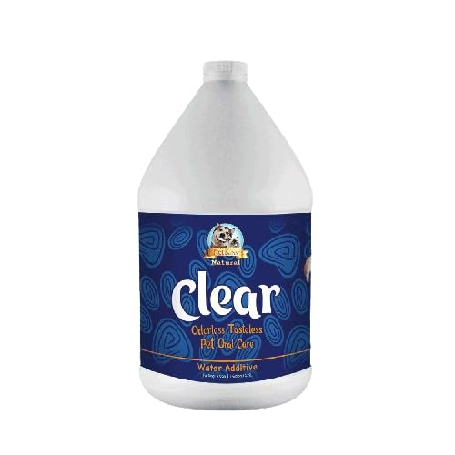 Pet Kiss Clear Odorless Premium Pet Dental Care Solution – Water Additive for Dogs & Cats – Pet Breath Freshener, Tartar & Plaque Remover, No-Brush Pet Oral Care 1 Ounce - Gallon