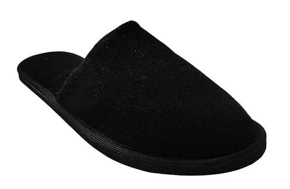 Kalpana's disposable slipper for bathroom slippers for hotel spa clinic home use and throw washroom slipper for guest Terry Towel anti slip Non-Slip bath travel slippers(5 pair) (Black) - Image 6 thumbnail