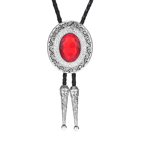 Image of Western Bolo Tie Cowboy Bolo Ties Rhinestone Necklace Bola Tie for Men Women