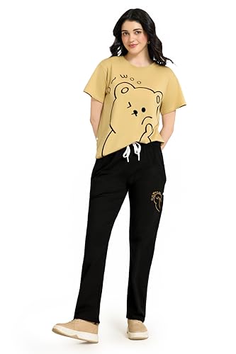 Image of ZEYO Night Suit for Women's Printed Night Dress of Top and Pyjama