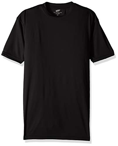 UltraClubs Men's Cool & Dry Sport Performance Interlock T-Shirt, Black, Small