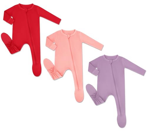 Image of HAPIU Rayon from Bamboo Baby Footed Pajamas, 2 Way Premium Zipper, Footie for Baby Boy Girls, Newborn-24 Months