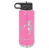 LaserGram 40oz Double Wall Flip Top Water Bottle With Straw, Gymnast Handstand, Personalized...