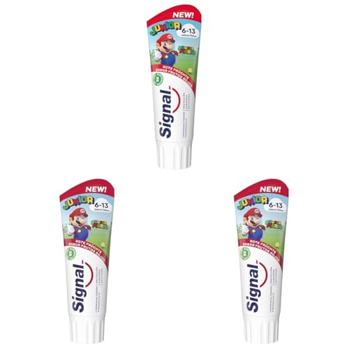 Signal Pasta de Dientes Junior 6-13 años Sabor Frutos Rojos Para Dientes de Leche y Permanentes 75ml x1 (Paquete de 3)