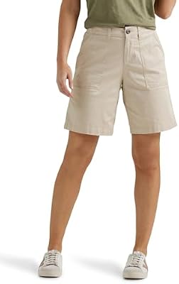 Lee Women's Ultra Lux Comfort with Flex-to-Go Utility Bermuda Short Greige 12