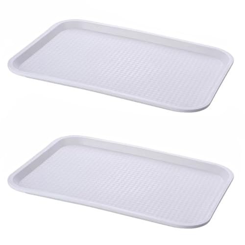 PHCOMRICH 2 bandejas Multiusos, Antideslizantes, 35 x 27 cm, Material de Polipropileno Apto para Alimentos (Blanco)